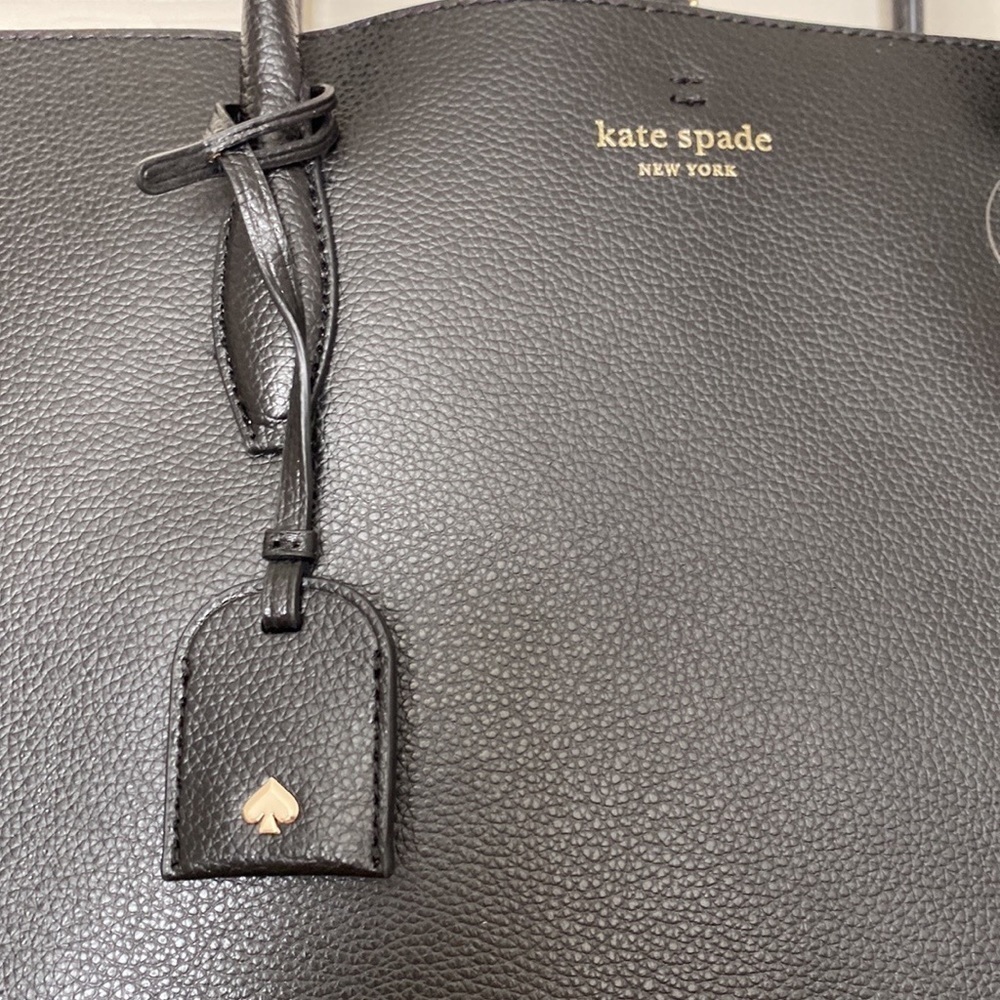 BNWT Kate Spade Eva Refined Black Leather Triple Compartment Tote - Picture 4 of 12